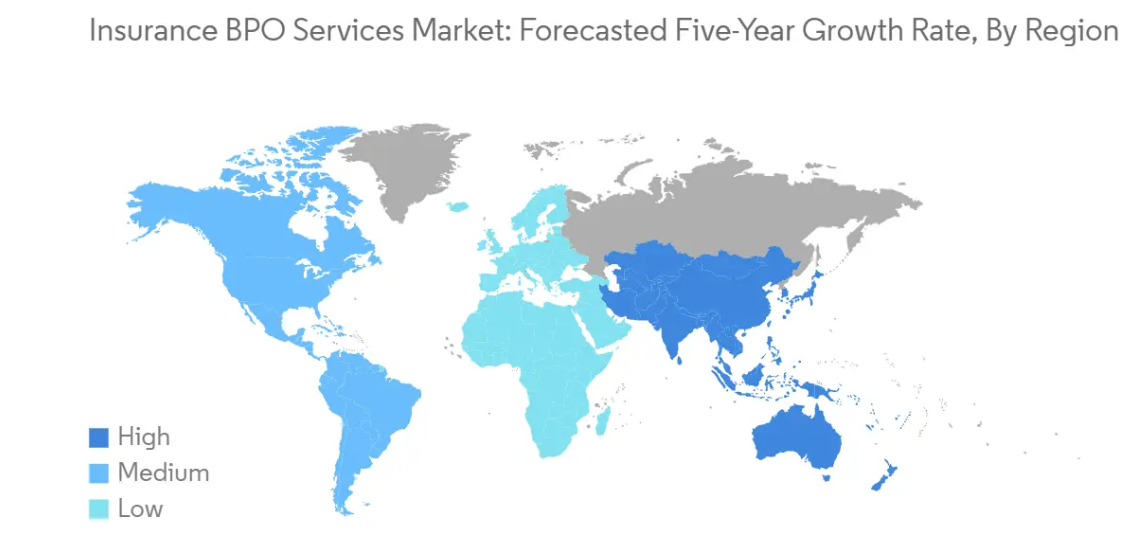 Market Analysis of Insurance BPO Services Market: Forecasted Growth Rate by Region